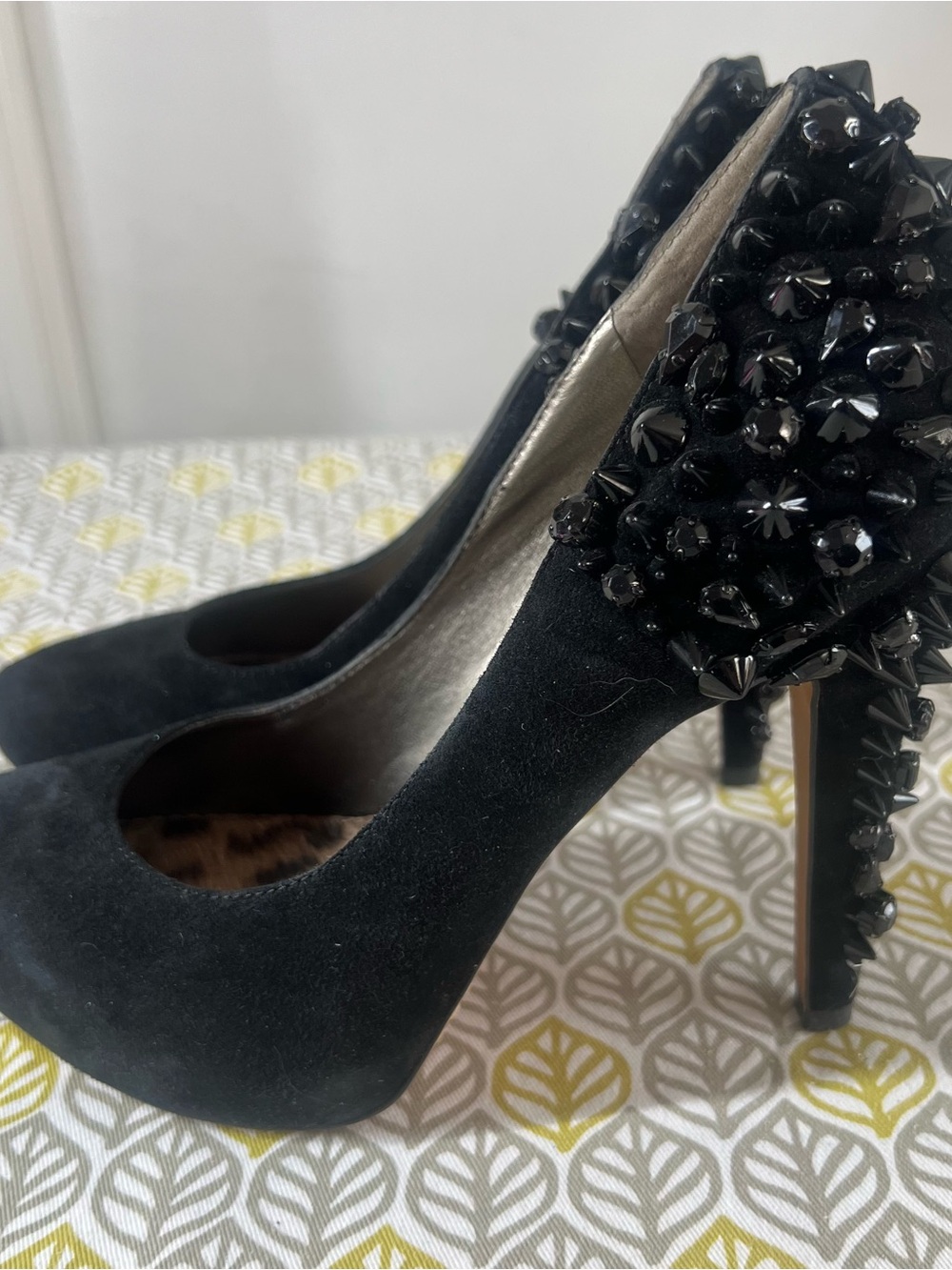 Sam Edelman Black Studded Suede Platform Pumps - Picture 5 of 10
